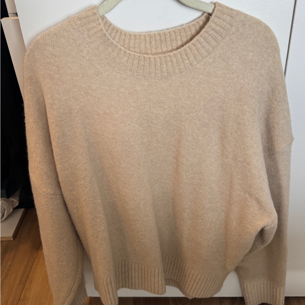 Zara Soft Knit Cream Crewneck Sweater